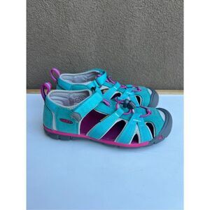 Keen Seacamp Girls Size 3 Water Sandals Teal Pink Hiking Outdoor Shoes